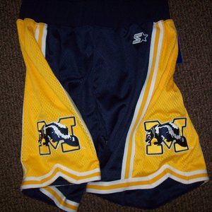 MICHIGAN WOLVERINES STARTER SHORTS BLUE & YELLOW